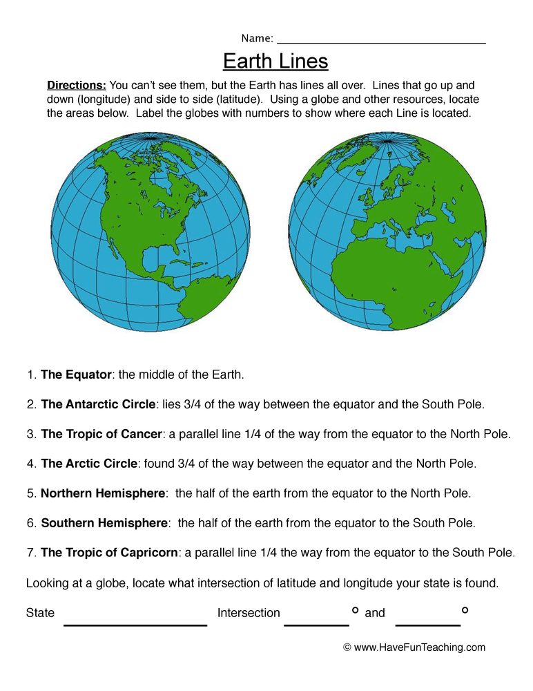 Labeling Latitude and Longitude Worksheet  