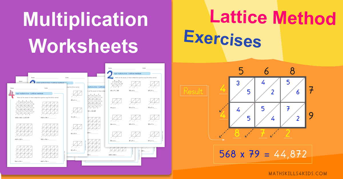 Lattice multiplication worksheets PDF | Printable multiplication tests