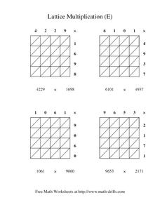 Lattice Multiplication #5 Worksheet for 3rd - 5th Grade | Lesson ...