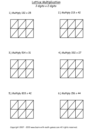 Lattice Multiplication Template Free PDF To Practice Lattice Method