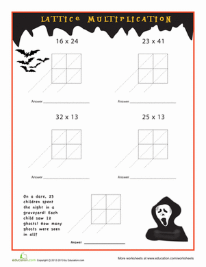 Spooky Lattice Multiplication | Worksheet 