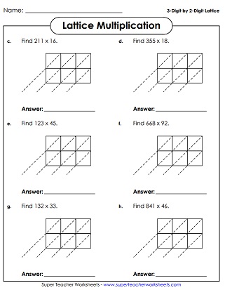 lattice multiplication worksheet 5 7