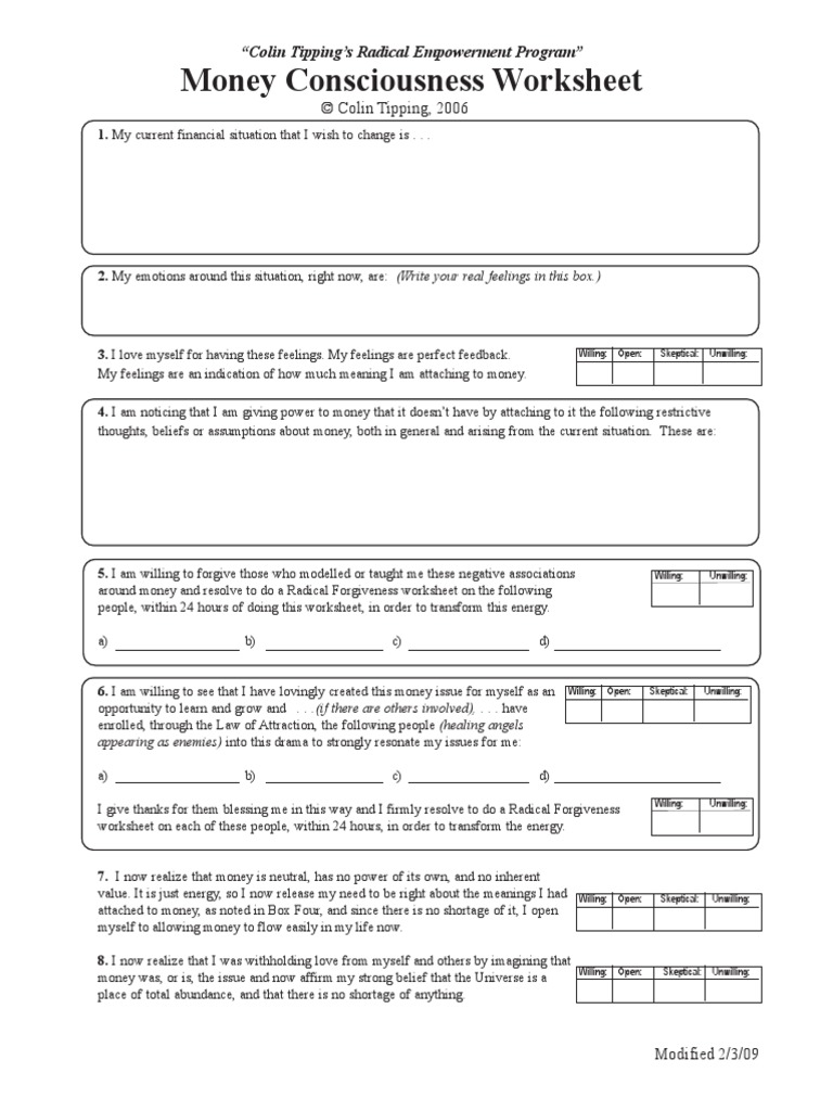 law of attraction worksheet