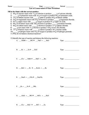 law of conservation of mass worksheet for middle school