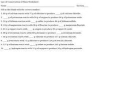 law of conservation of mass worksheet middle school