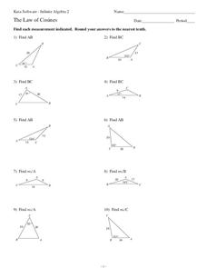 law of cosines worksheet