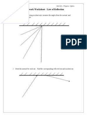 law of reflection worksheet