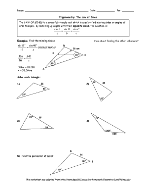 law of sine worksheet