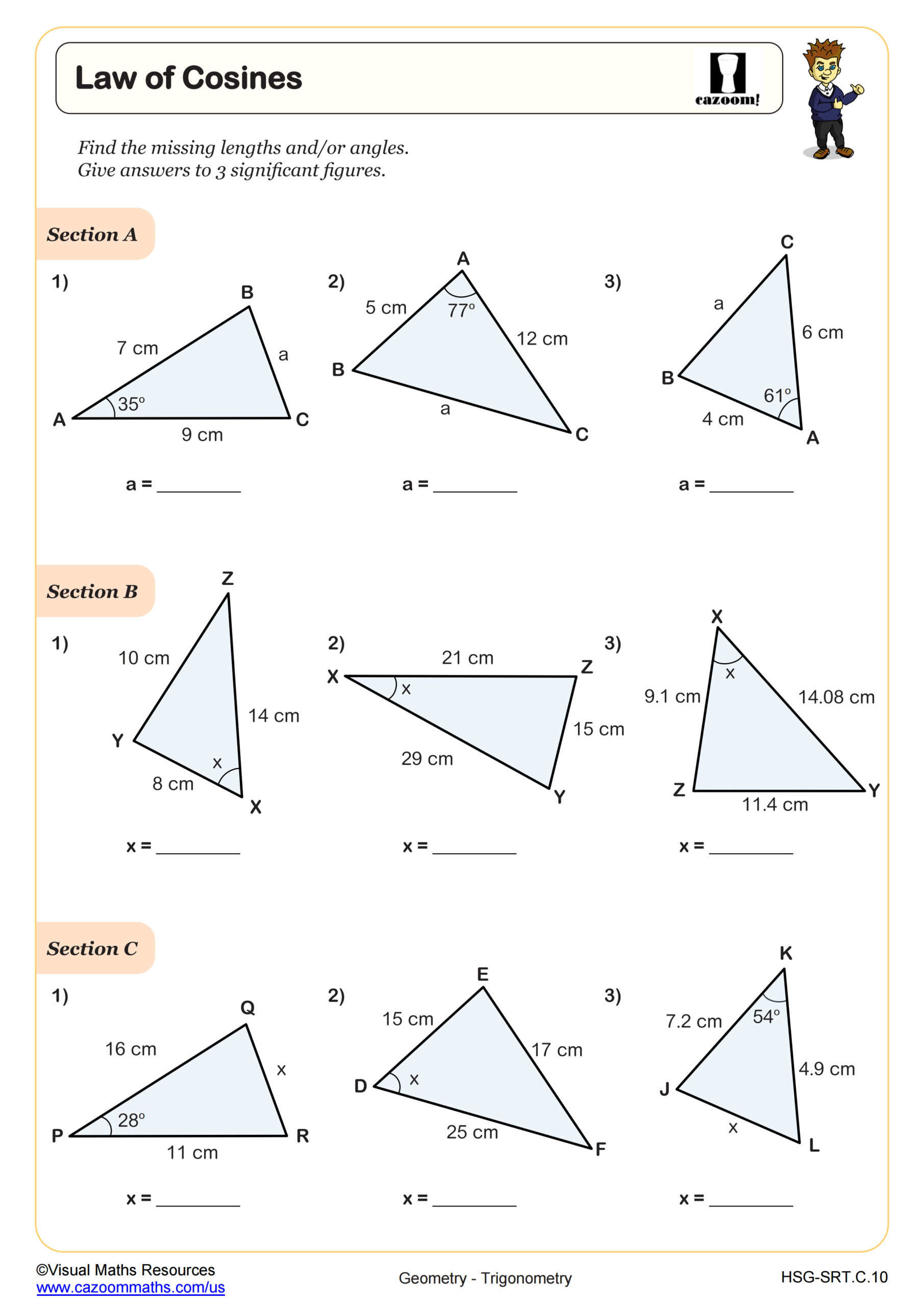 law of sine worksheet