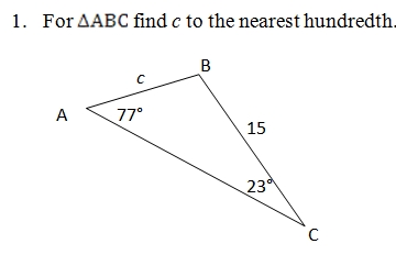 law of sines worksheet