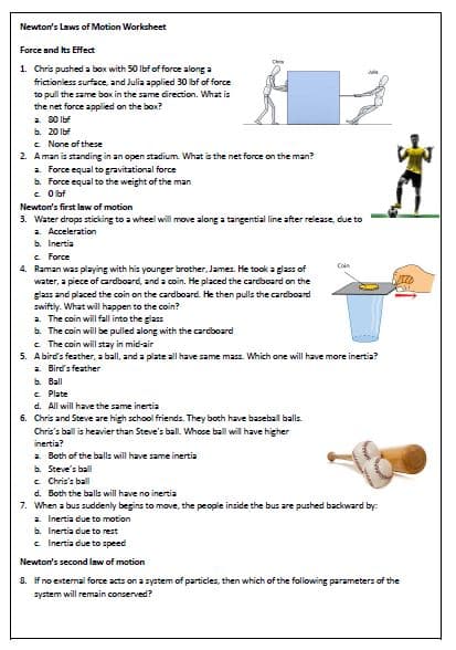 laws of motion worksheet