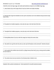 Worksheet 2: Lay vs. Lie Worksheet for 6th - 8th Grade | Lesson Planet