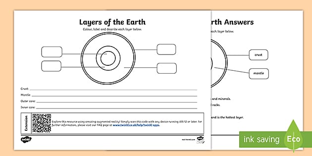 layers of earth worksheet