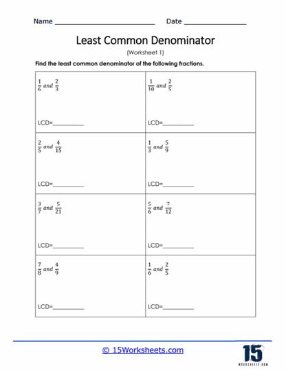 Least Common Denominator Worksheets 15 Worksheets com Worksheets
