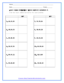 lcm and gcf worksheet with answers