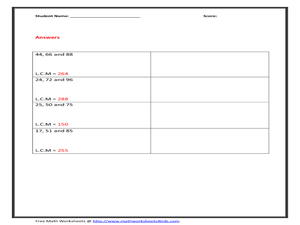 LCM-Factor Trees Worksheet for 4th - 6th Grade | Lesson Planet