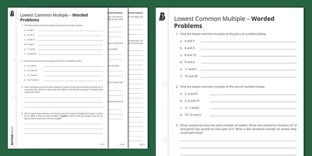 ? Lowest Common Multiple: Word Problems | Number | Beyond