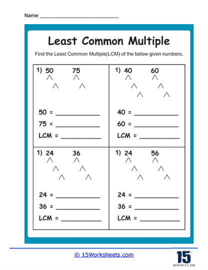 lcm worksheet 6th grade