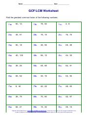 GCF LCM Worksheet.pdf - Name: Date: GCF/LCM Worksheet Find the ...