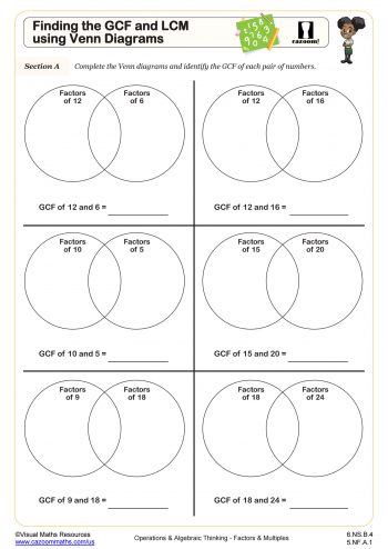 Middle School Factors &  Multiples Worksheets | PDF Printable ...