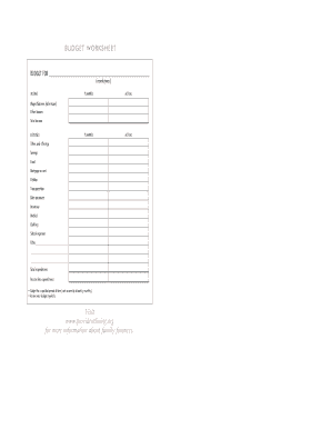 Lds Budget Worksheet - Fill and Sign Printable Template Online