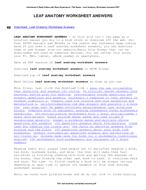 Leaf Anatomy Worksheet - Fill and Sign Printable Template Online