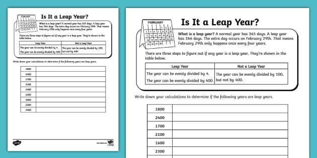 Is It a Leap Year? Math Activity for 3rd-5th Grade3 
