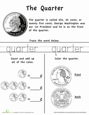 Learn the Coins: The Quarter | Worksheet 