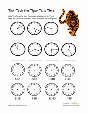 Learning to Tell Time | Worksheet 