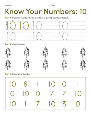 Know Your Numbers: 10 | Worksheet 