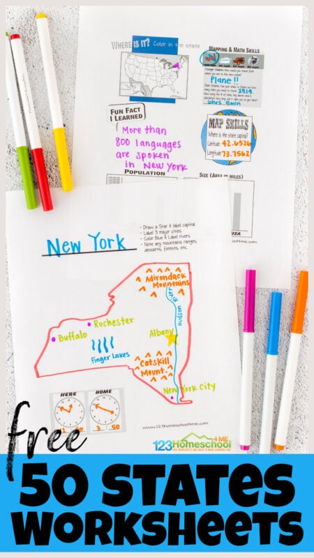 ? FREE Printable 50 US States Worksheets for Kids