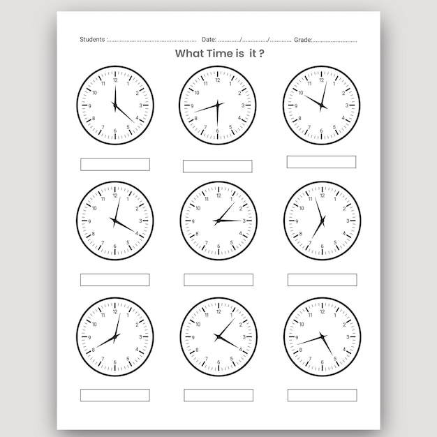 Premium Vector | Time Learning Worksheet and telling Time ...