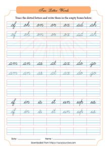 Free Cursive Words Worksheets - SuryasCursive.com