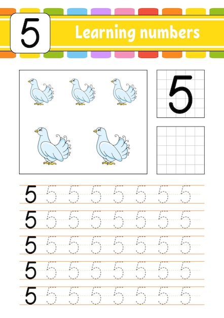 Premium Vector | Trace and write numbers handwriting practice ...