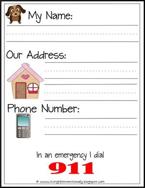 learning address and phone number worksheet