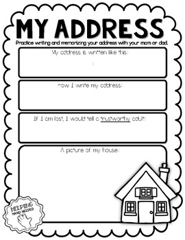 learning address and phone number worksheet