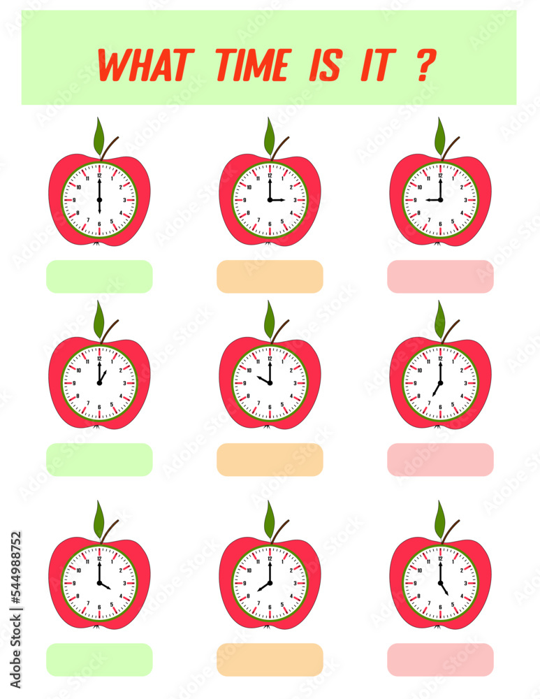 What time is it. Learning time on the clock. Educational activity ...