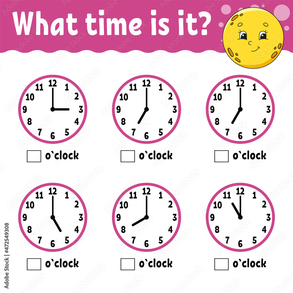 Learning time on the clock. Educational activity worksheet for ...