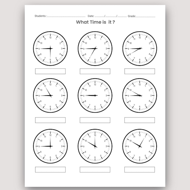 Premium Vector | Time Learning Worksheet and telling Time ...
