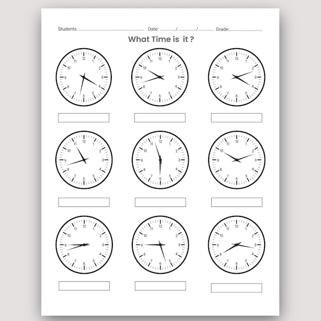 learning clocks worksheet