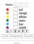Color Words Worksheets - Twisty Noodle