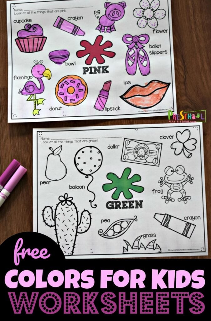 learning colors worksheet for 2 year olds