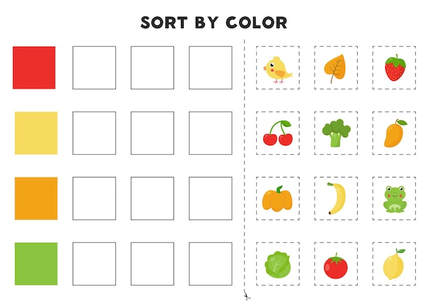 Premium Vector | Match colors table. Learning colors game ...