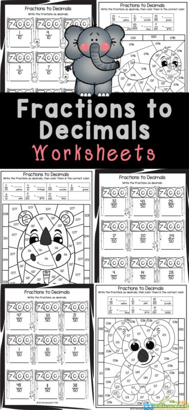 FREE Converting Fractions to Decimals Worksheets