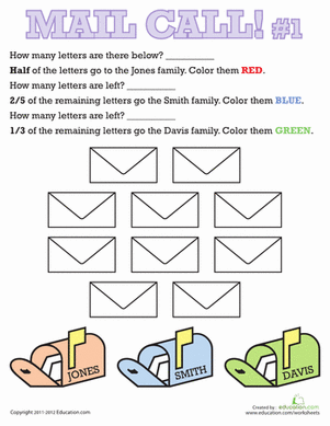 learning fractions worksheet