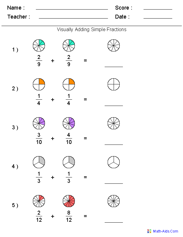 Fractions Worksheets | Printable Fractions Worksheets for Teachers