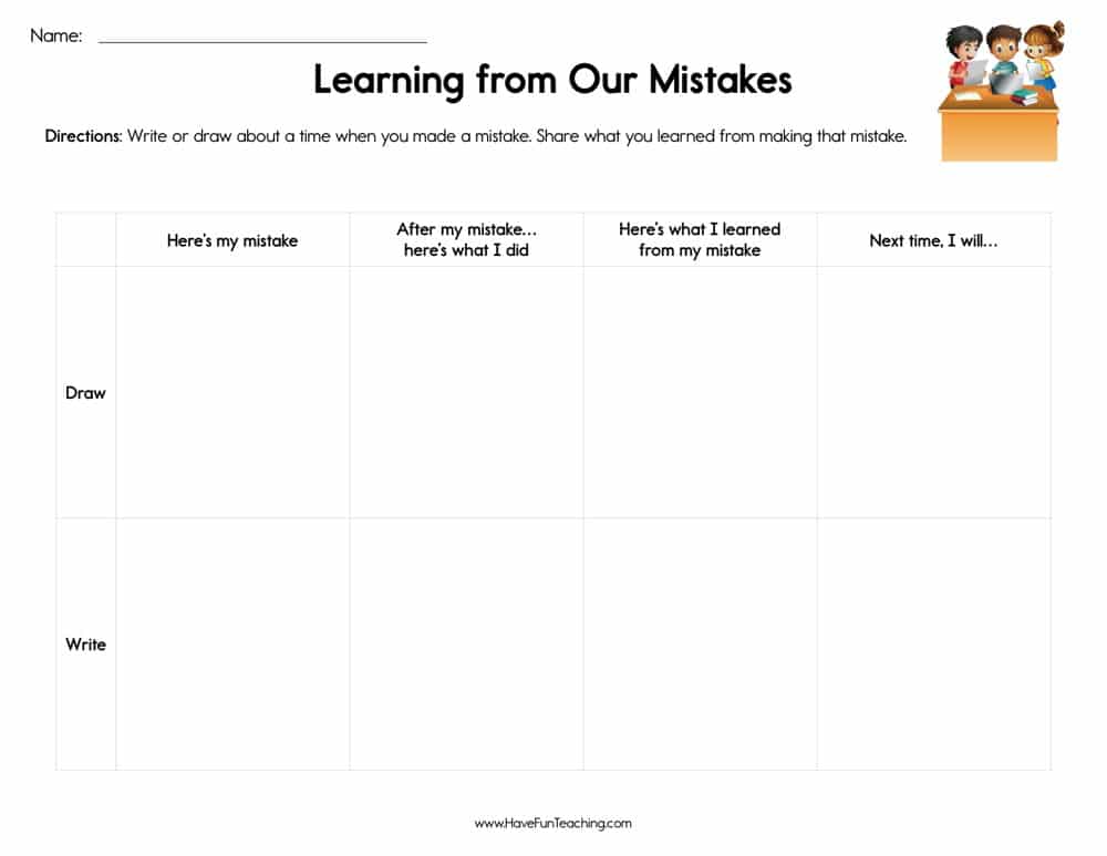 Learning from Our Mistakes Worksheet Have Fun Teaching Worksheets