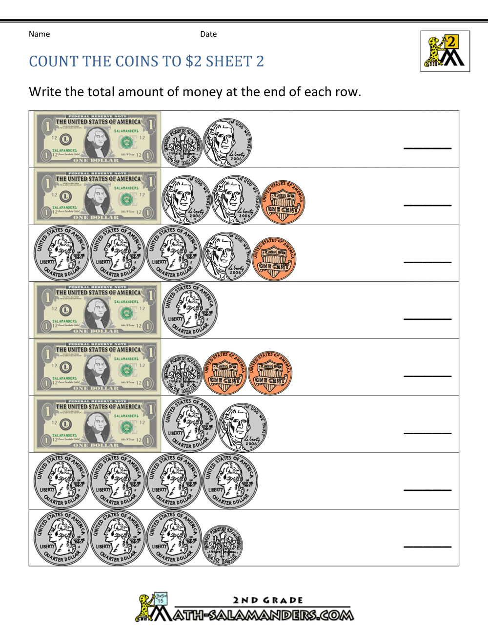 learning how to count money worksheet