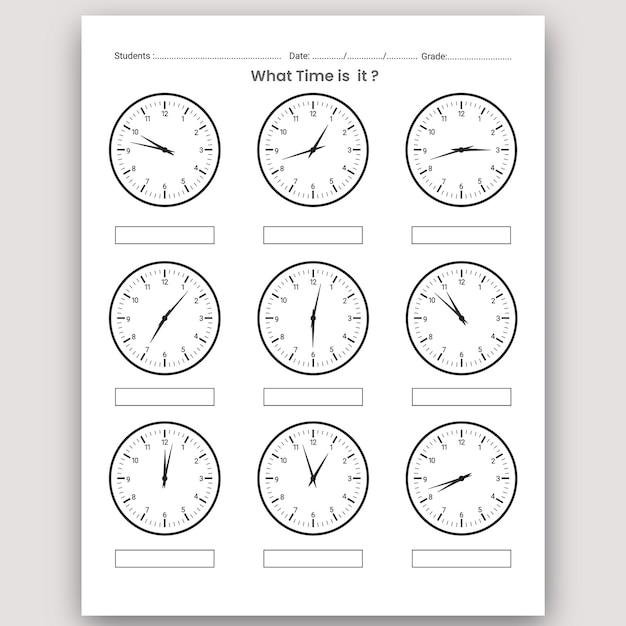 Premium Vector | Time Learning Worksheet and telling Time ...