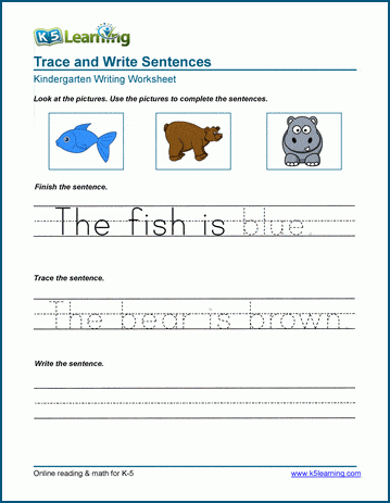 Read, trace and write sentences worksheets | Worsheets library